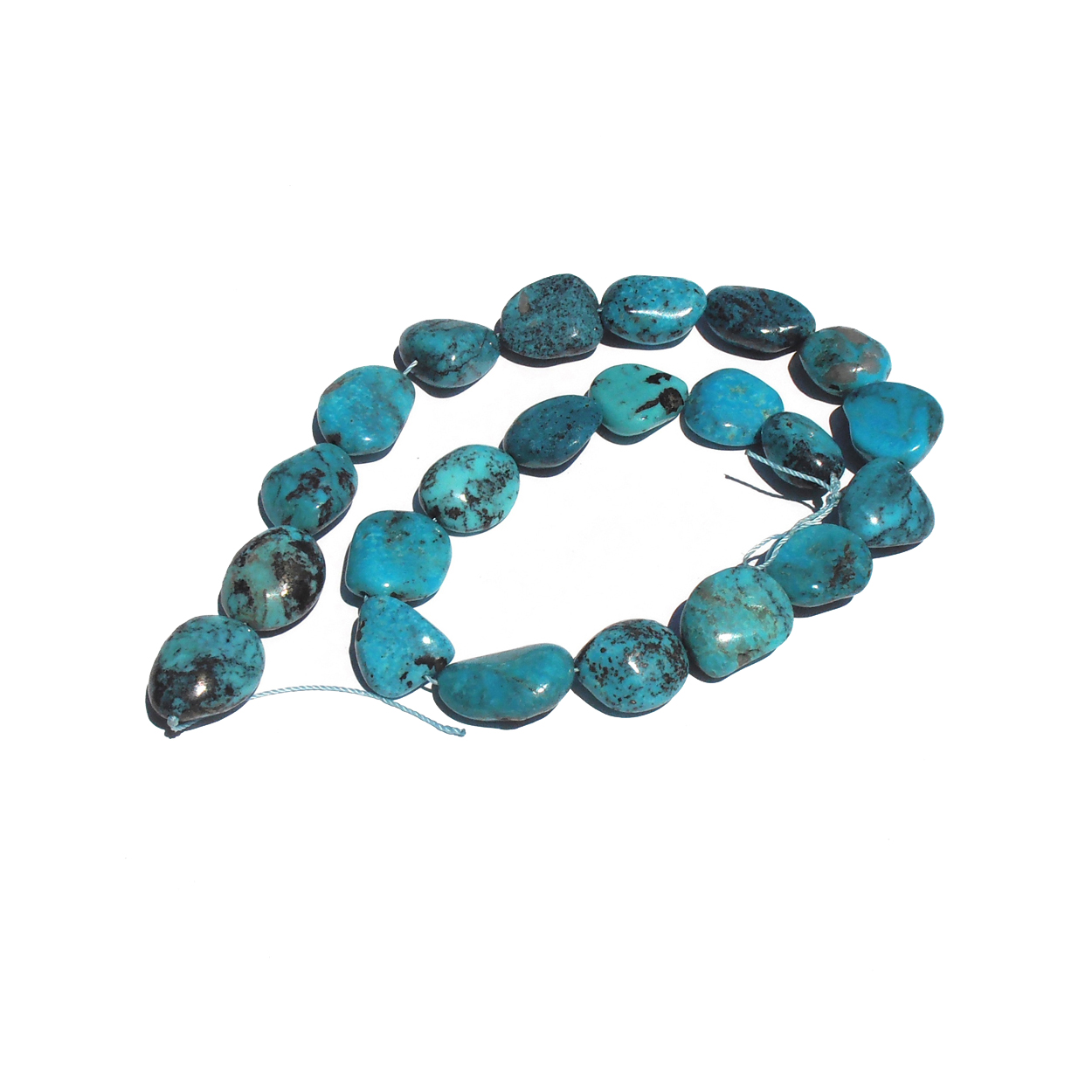 Beautiful all natural Bisbee Turquoise nugget beads. American mined and processed. Loose strung. Sixteen inch strand. $950.-USD