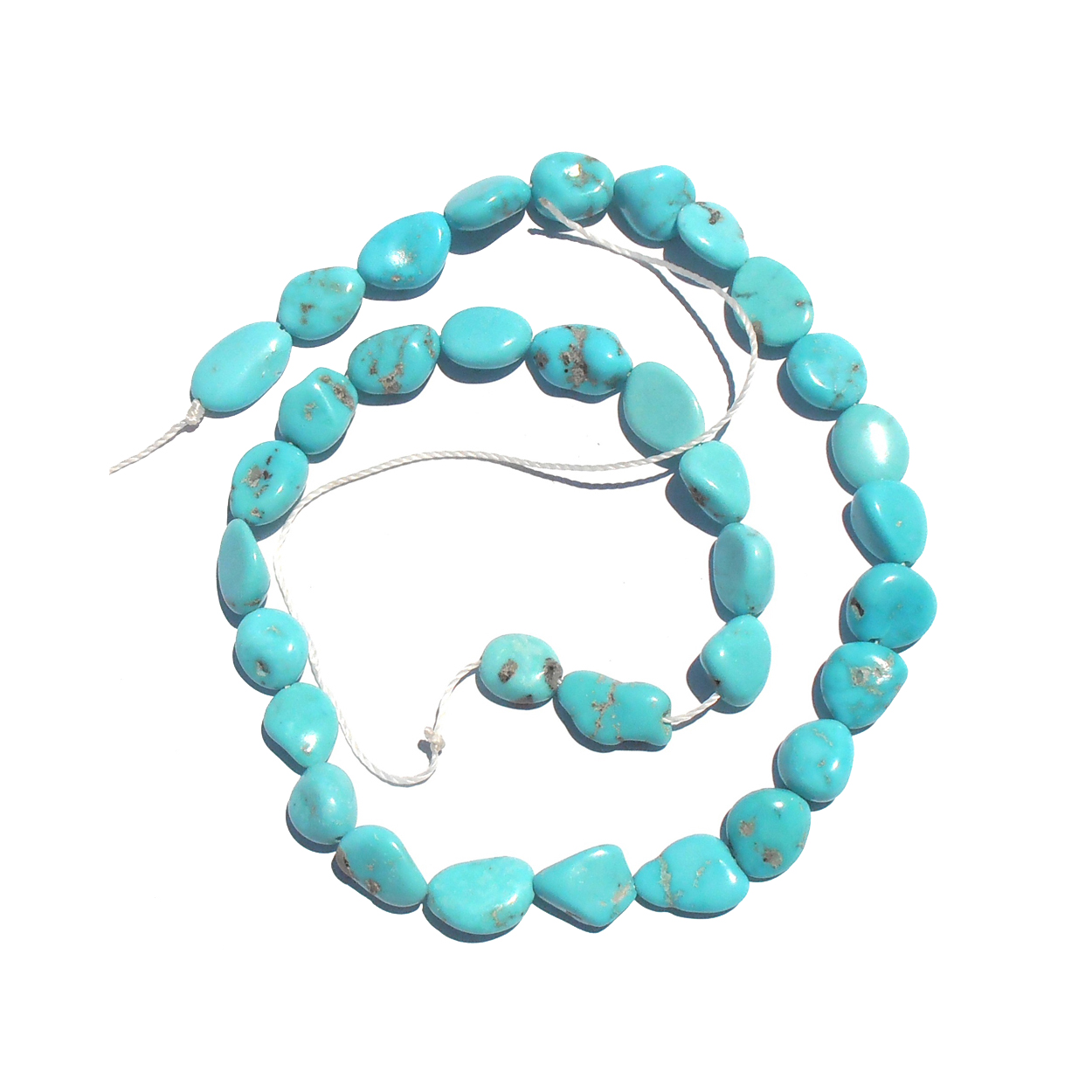 Stabilized Old-Stock Morenci Turquoise Nugget Beads. American processed. Classic Southwestern sky-blue. Some matrix. $325.-USD