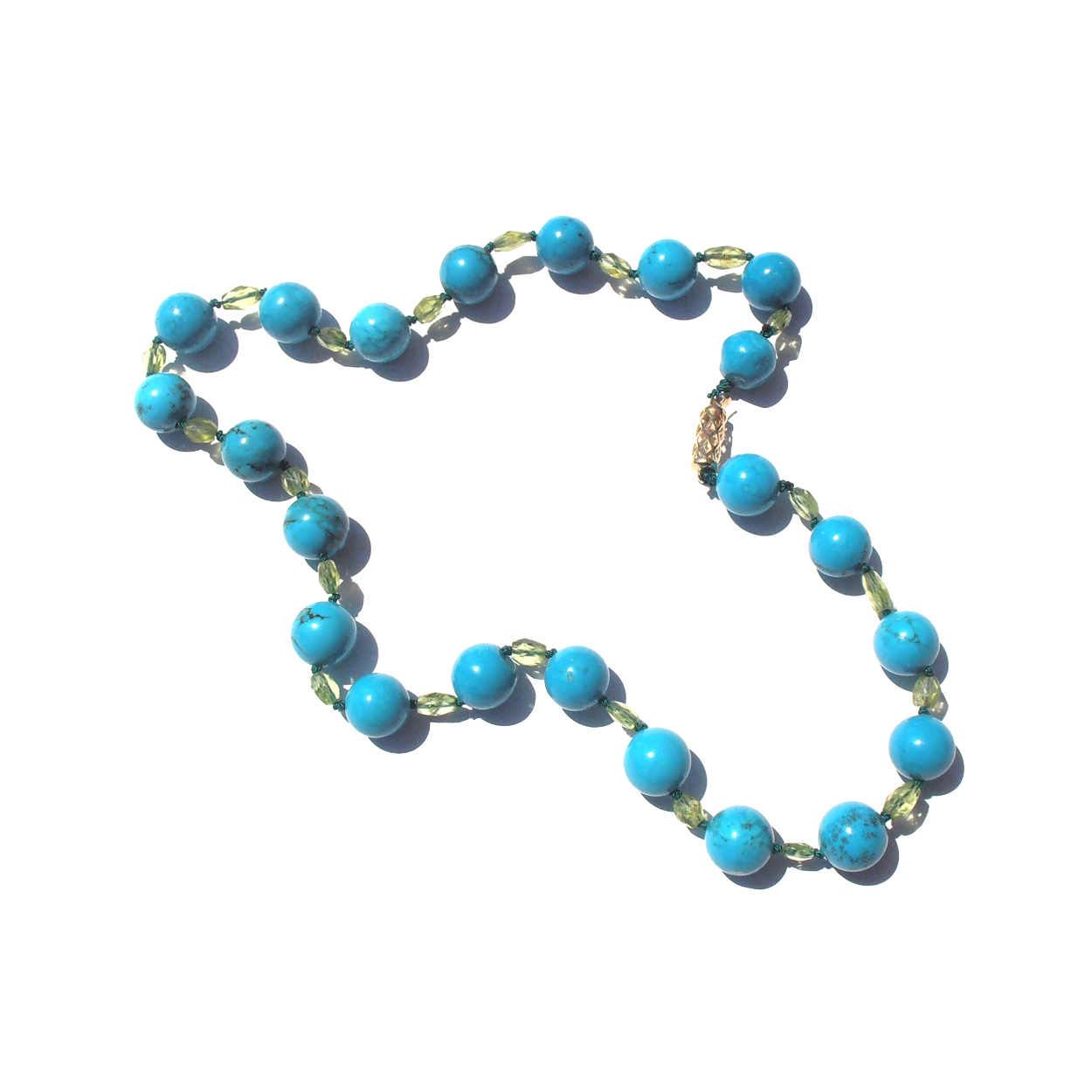 Turquoise and Peridot one-of-a-kind necklace...